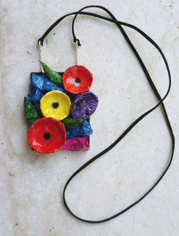 Multi-Colored Long Flower Necklace - Found in Italy
