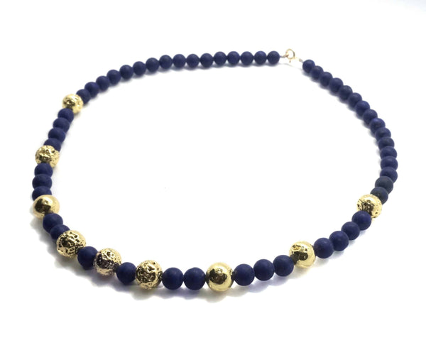 Golden Plated Blue Necklace - Found in Italy