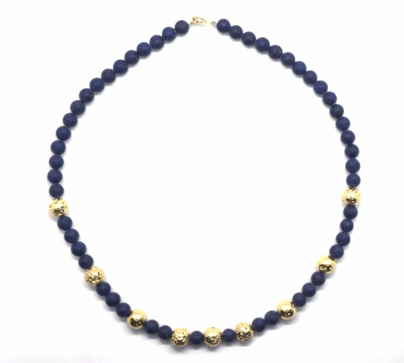 Golden Plated Blue Necklace - Found in Italy