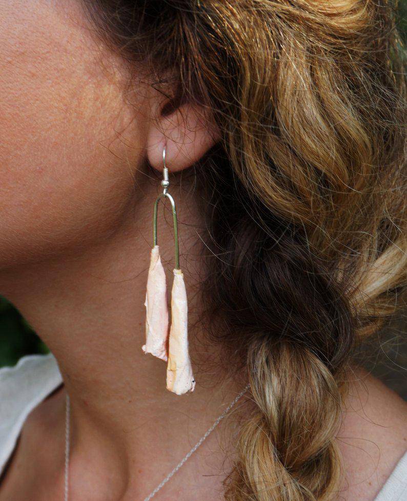 Dangle Pink Flower Earrings - Found in Italy