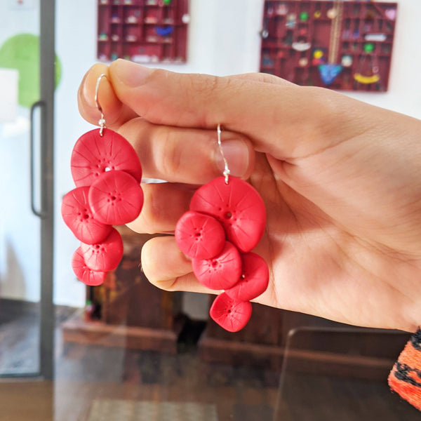 Dangling Clay Magenta Earrings - Found in Italy