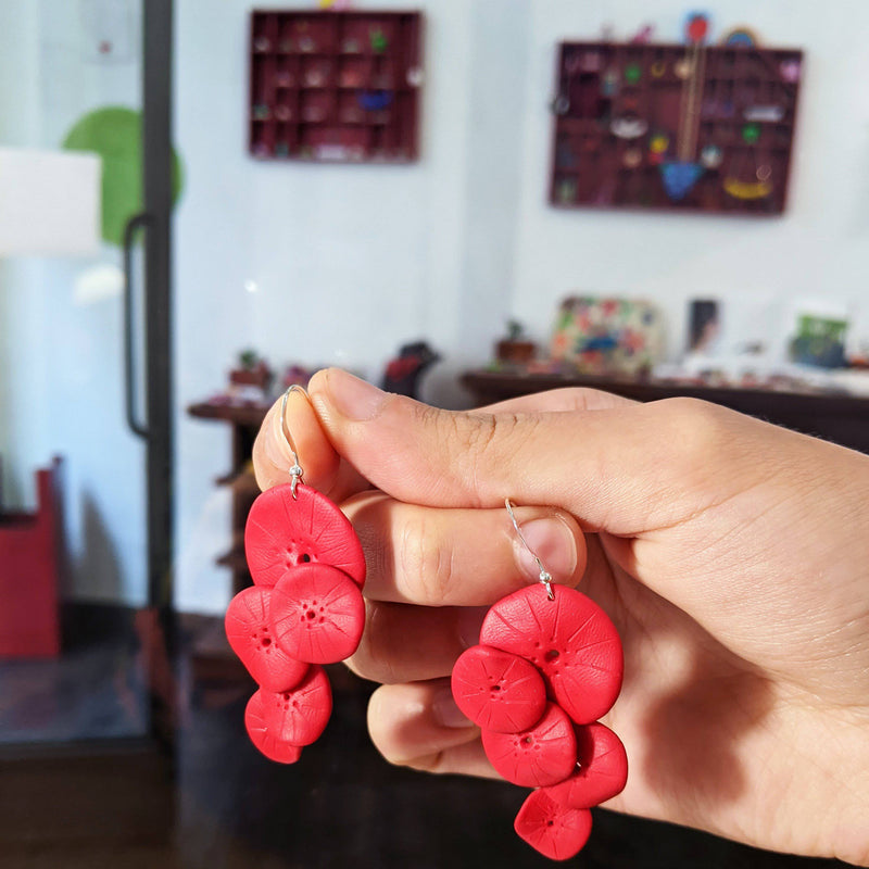 Dangling Clay Magenta Earrings - Found in Italy