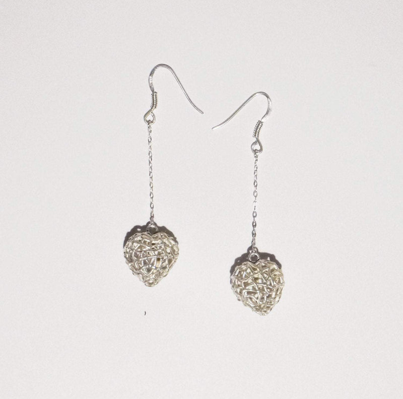 Silver Hanging Heart Earrings - Found in Italy
