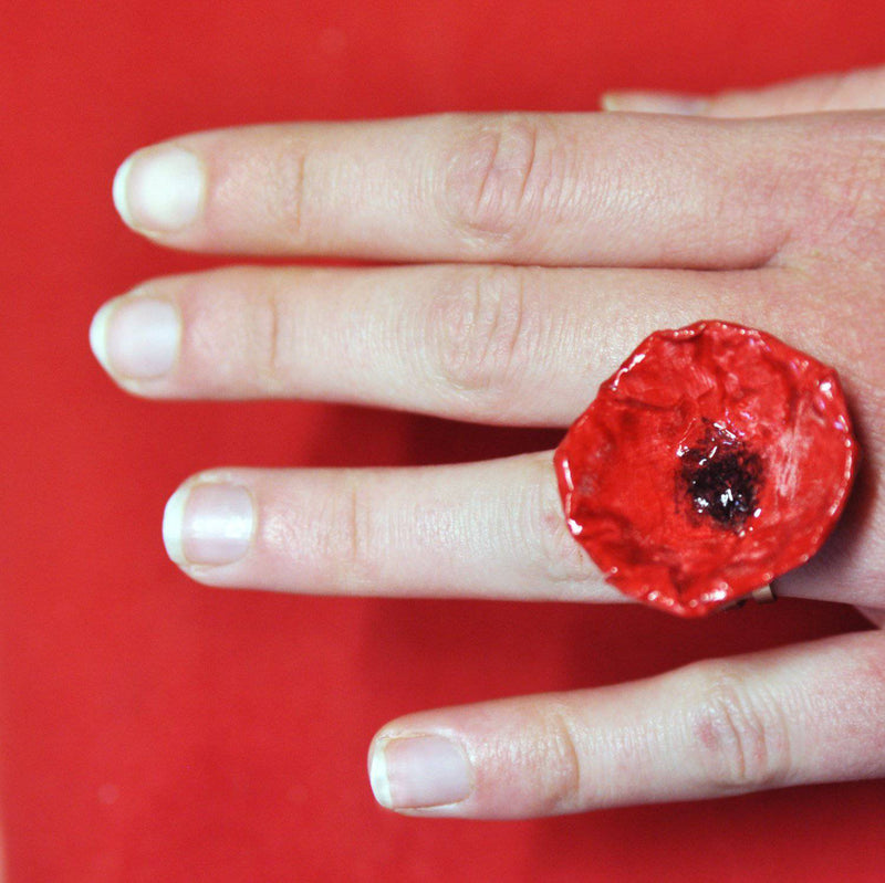 Large Red Flower Ring - Found in Italy