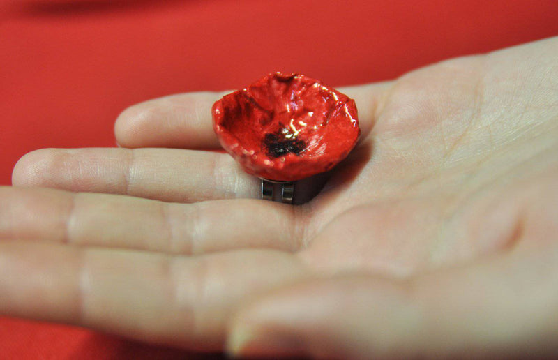 Large Red Flower Ring - Found in Italy