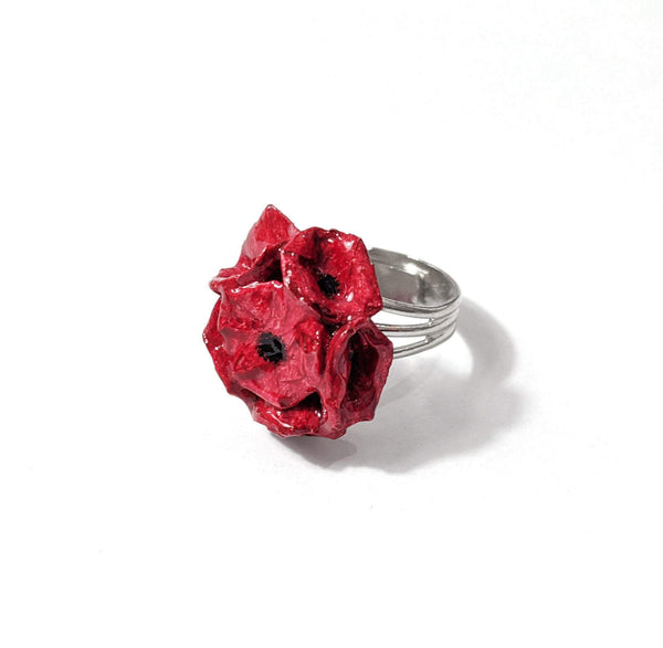 Red flower Ring - Found in Italy