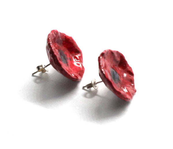 Mid-Red Flowers Earrings - Found in Italy