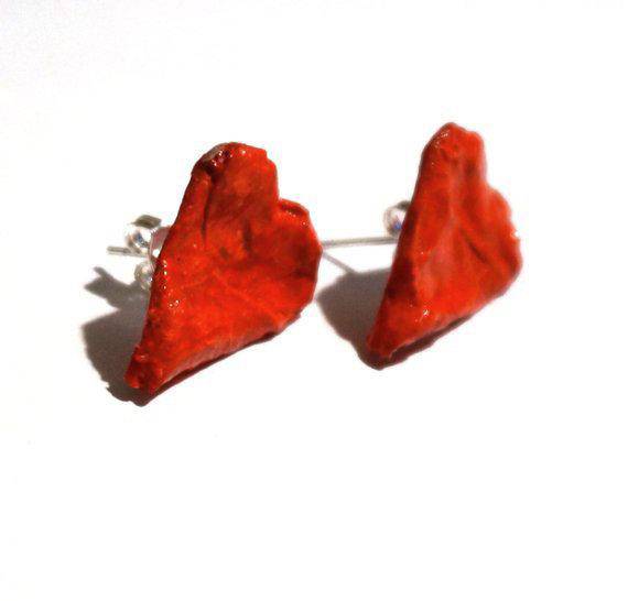 Single Red heart Earrings - Found in Italy