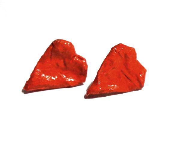 Single Red heart Earrings - Found in Italy