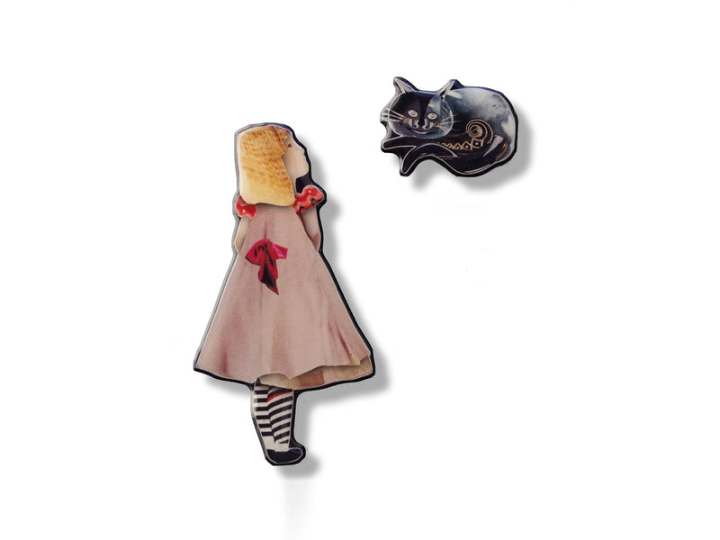 Alice and the Cheshire Cat Brooch - Found in Italy